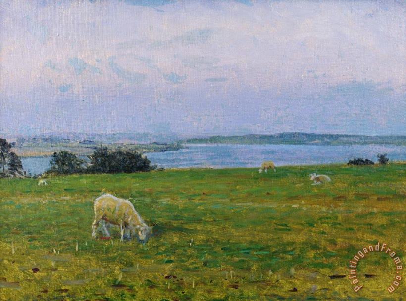 Viggo Johansen Sheep Grazing Art Painting