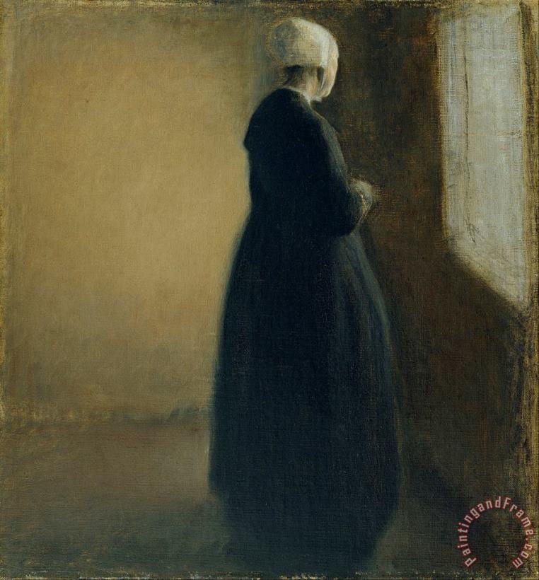 An Old Woman Standing by a Window painting - Vilhelm Hammershoi An Old Woman Standing by a Window Art Print