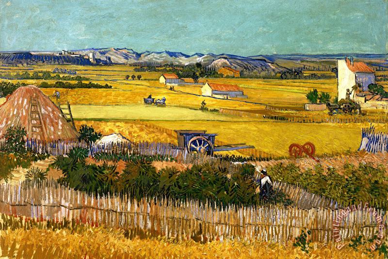 Vincent van Gogh Harvest At La Crau With Montmajour In The Background Art Painting