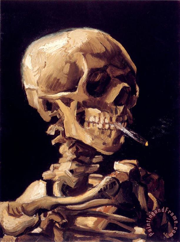 Skull with a Burning Cigarette Ii painting - Vincent van Gogh Skull with a Burning Cigarette Ii Art Print