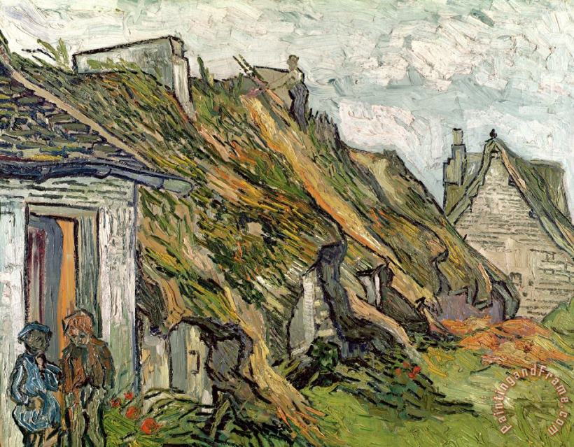 cottages gogh van thatched auvers vincent oise sur 1890 impasto painting giclee prints alessandro cents eighty morbelli