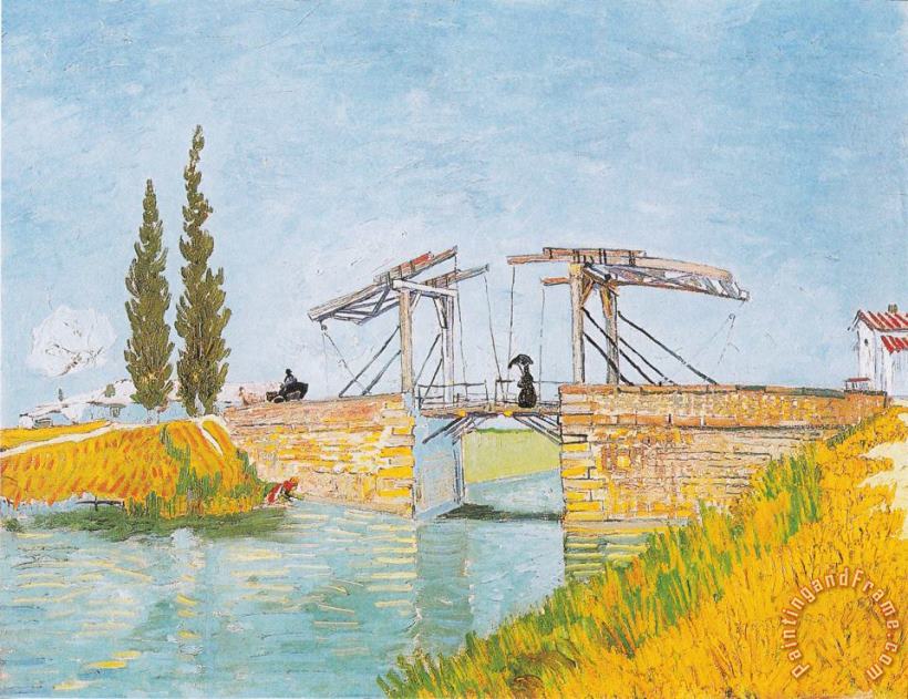 Vincent van Gogh The Bridge of Langlois at Arles with a Lady with Umbrella Art Print