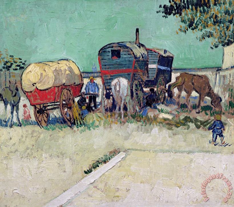 The Caravans Gypsy Encampment Near Arles painting - Vincent van Gogh The Caravans Gypsy Encampment Near Arles Art Print
