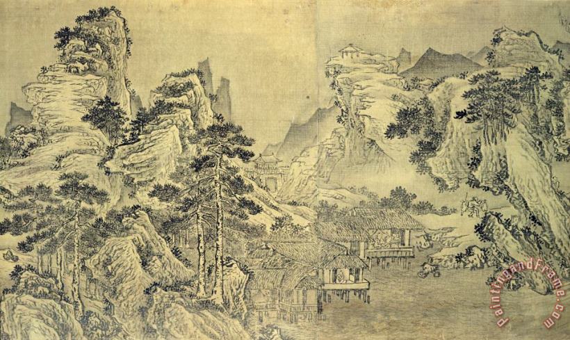 View from the Keyin Pavilion on Paradise - Baojie Mountain painting - Wang Wen View from the Keyin Pavilion on Paradise - Baojie Mountain Art Print