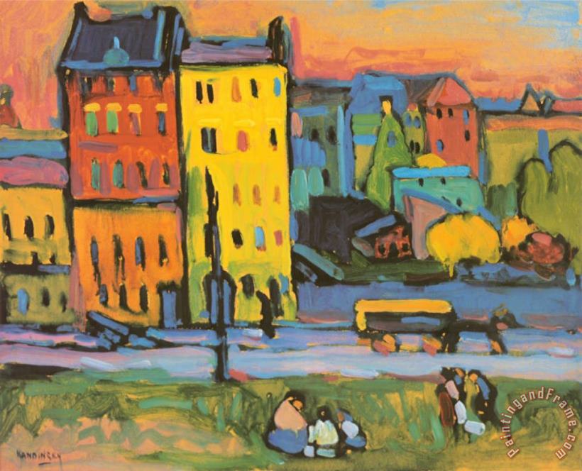 Wassily Kandinsky Houses in Munich 1908 Art Painting