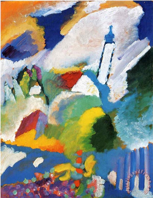 Murnau with a Church 1910 painting - Wassily Kandinsky Murnau with a Church 1910 Art Print