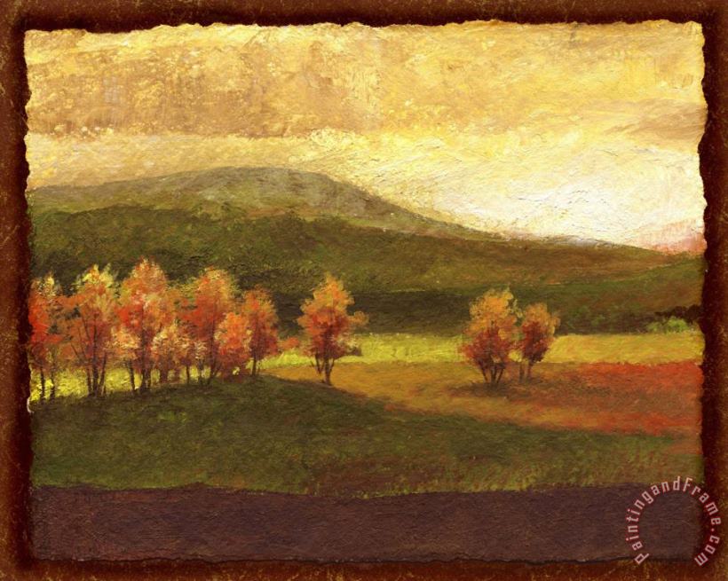 Golden Trees in The Hills painting - Wendy Kroeker Golden Trees in The Hills Art Print