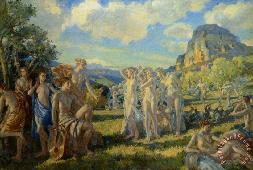 Wilfred Gabriel De Glehn The Poet Accompanied by Some of The Muses Finds Inspiration in Nature Art Print