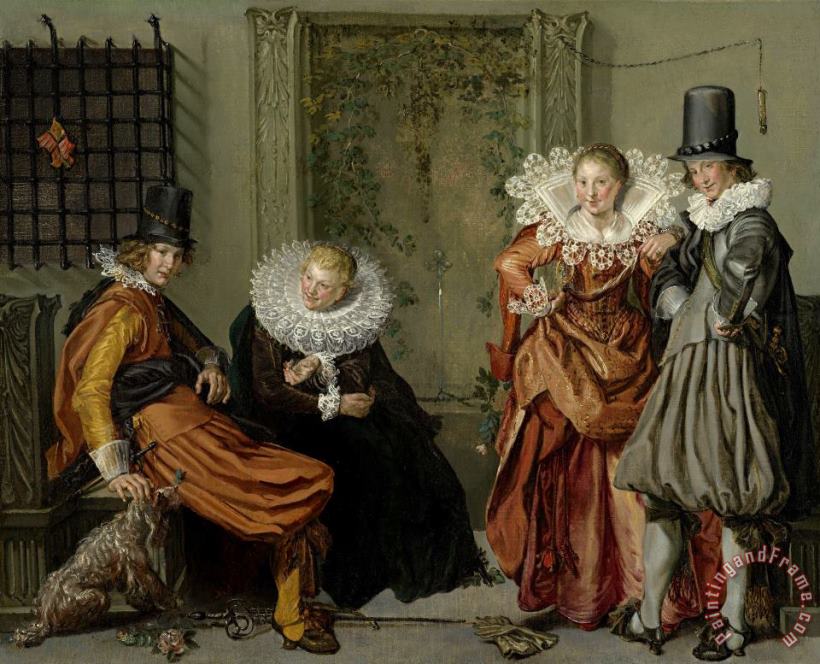 Elegant Couples Courting painting - Willem Buytewech Elegant Couples Courting Art Print