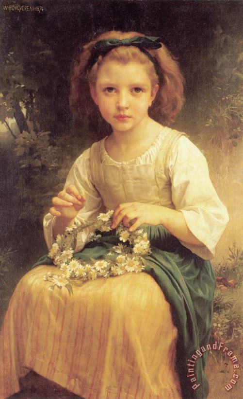 Child Braiding a Crown painting - William Adolphe Bouguereau Child Braiding a Crown Art Print