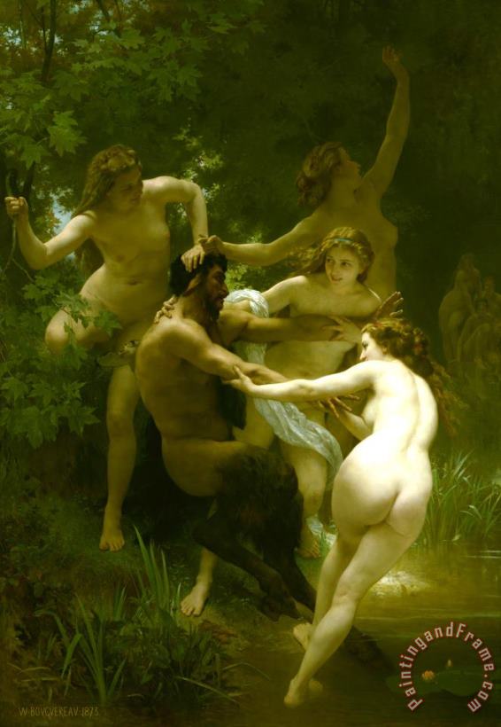 William Adolphe Bouguereau Nymphs And Satyr Art Print