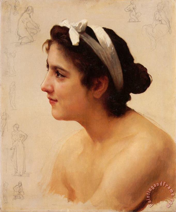 Study of a Woman, for Offering to Love painting - William Adolphe Bouguereau Study of a Woman, for Offering to Love Art Print