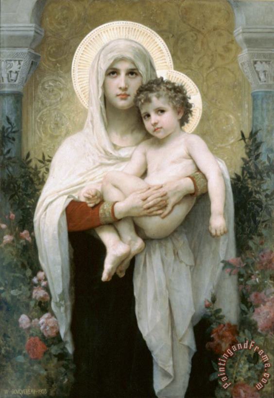 William Adolphe Bouguereau The Madonna of The Roses Art Painting