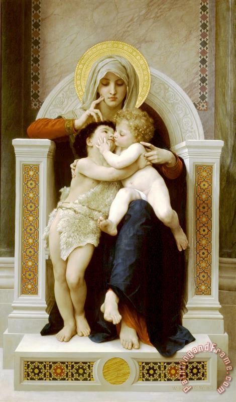 William Adolphe Bouguereau The Virgin, The Baby Jesus And Saint John The Baptist Art Painting