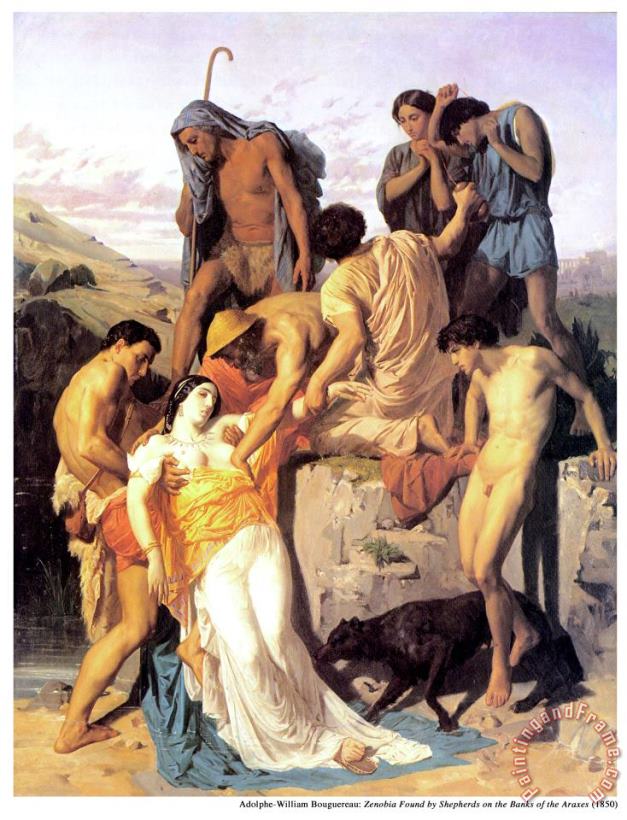 Zenobia Found by Sheperds on The Banks of The Araxes 1850 painting - William Adolphe Bouguereau Zenobia Found by Sheperds on The Banks of The Araxes 1850 Art Print