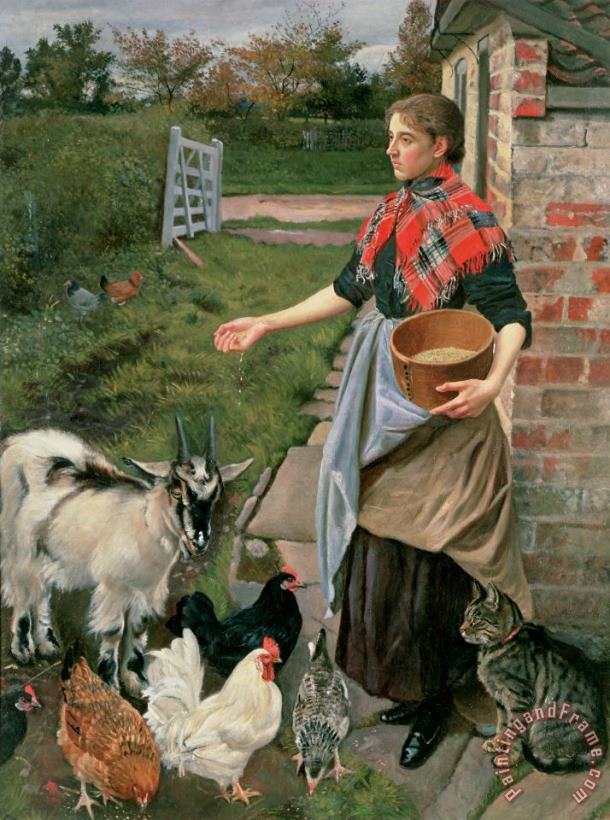 William Edward Millner Feeding the Chickens Art Painting