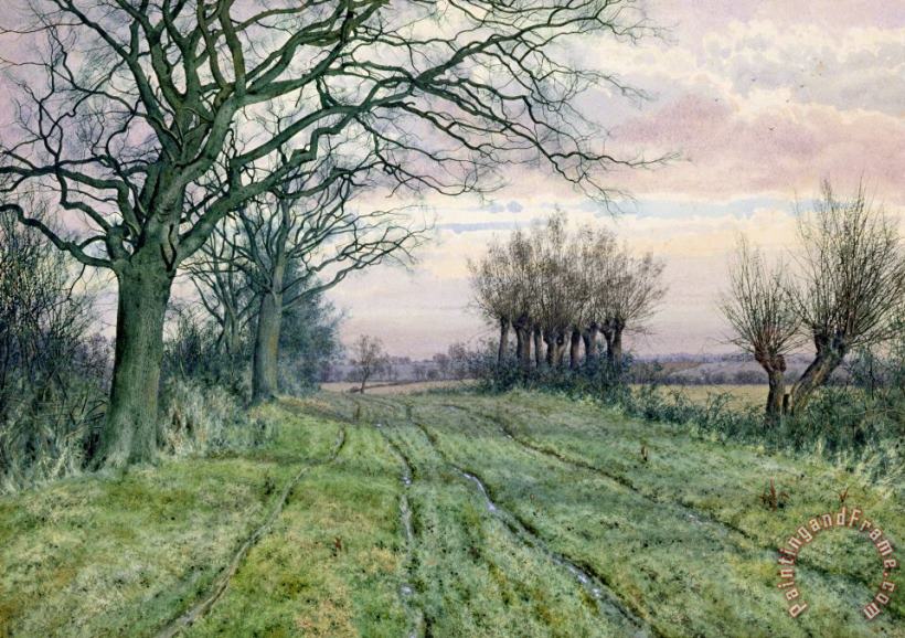 William Fraser Garden A Fenland Lane with Pollarded Willows Art Painting