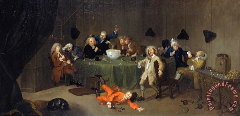 William Hogarth A Midnight Modern Conversation Art Painting