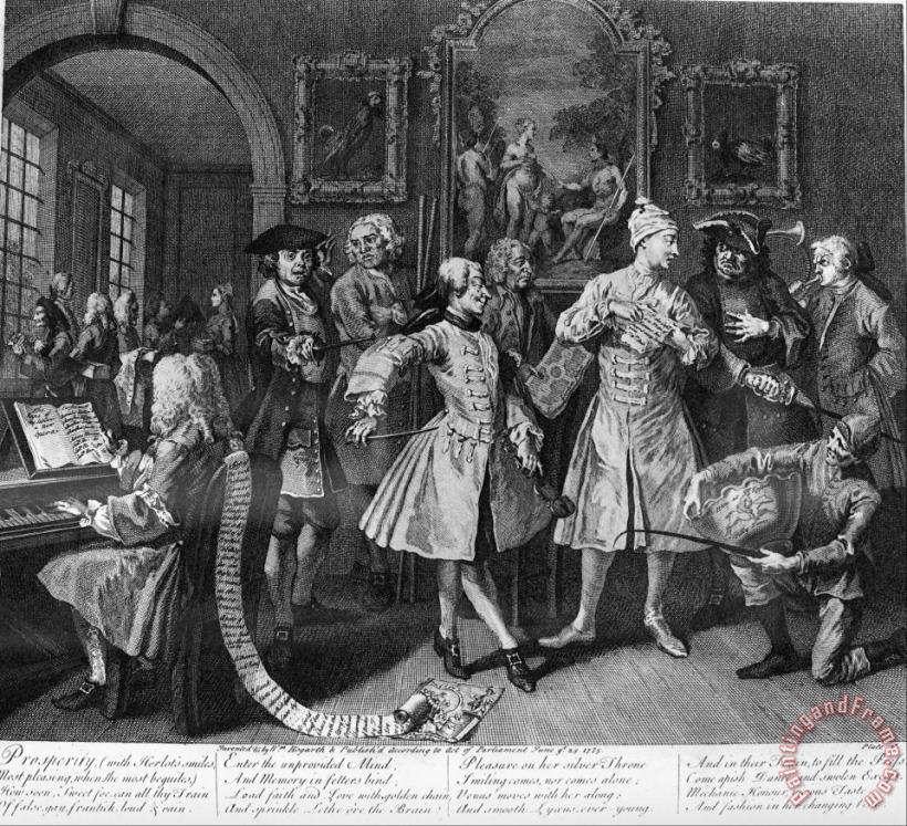 A Rake's Progress, Plate 2, Surrounded by Artists And Professors painting - William Hogarth A Rake's Progress, Plate 2, Surrounded by Artists And Professors Art Print