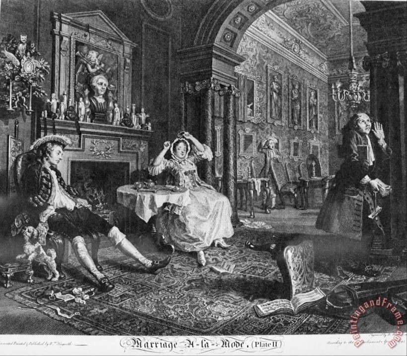 William Hogarth Marriage a La Mode, Plate 2, (early in The Morning) Art Print