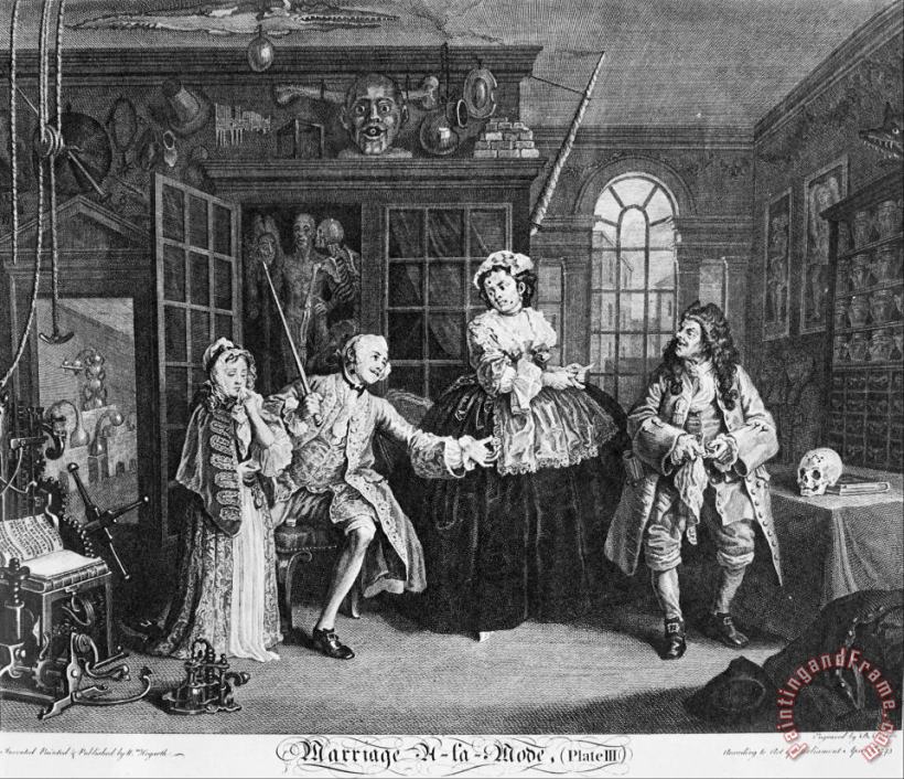 William Hogarth Marriage a La Mode, Plate 3, (the Scene with The Quack) Art Print