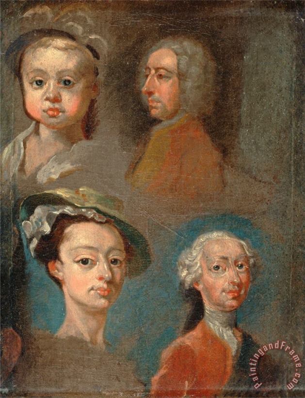 William Hogarth Studies of Heads Art Painting