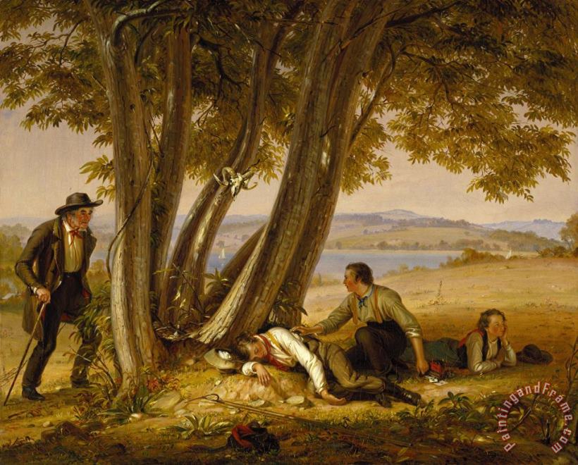 William Sidney Mount Caught Napping (boys Caught Napping in a Field) Art Painting