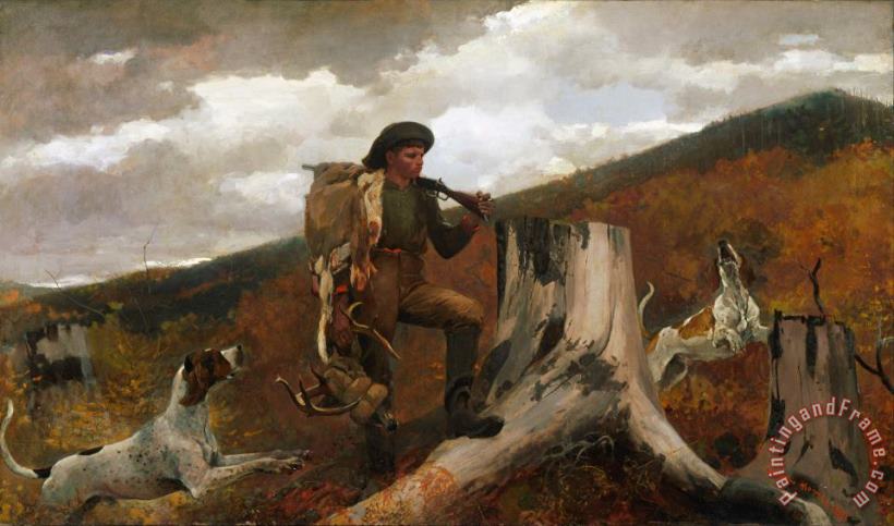 Winslow Homer A Huntsman And Dogs Art Painting