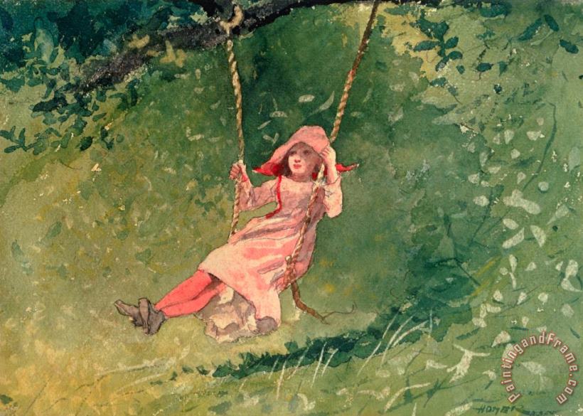 Girl on a Swing painting - Winslow Homer Girl on a Swing Art Print