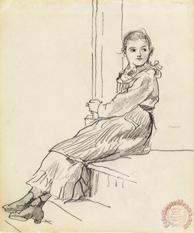 Winslow Homer Girl Seated on a Porch Step Art Painting
