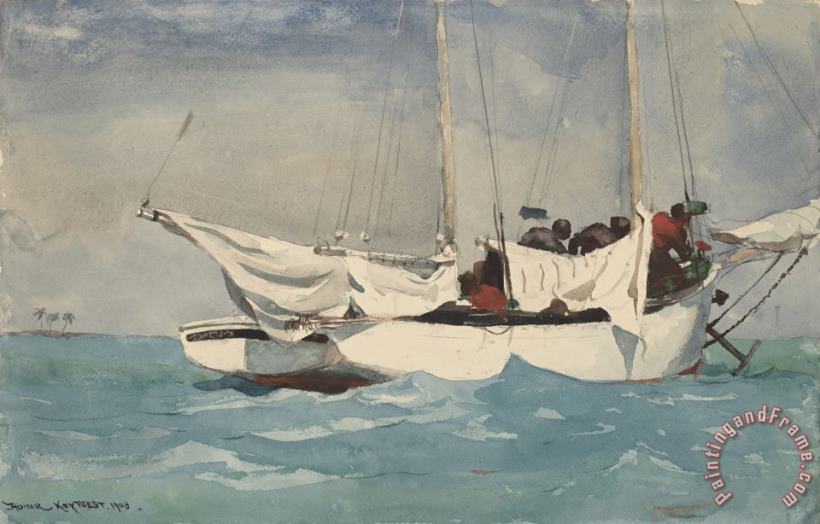 Key West, Hauling Anchor painting - Winslow Homer Key West, Hauling Anchor Art Print