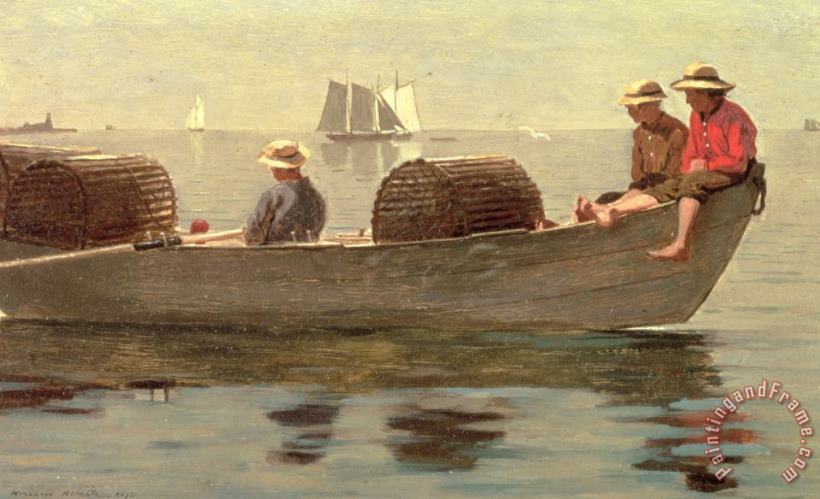 Winslow Homer Three Boys in a Dory Art Painting
