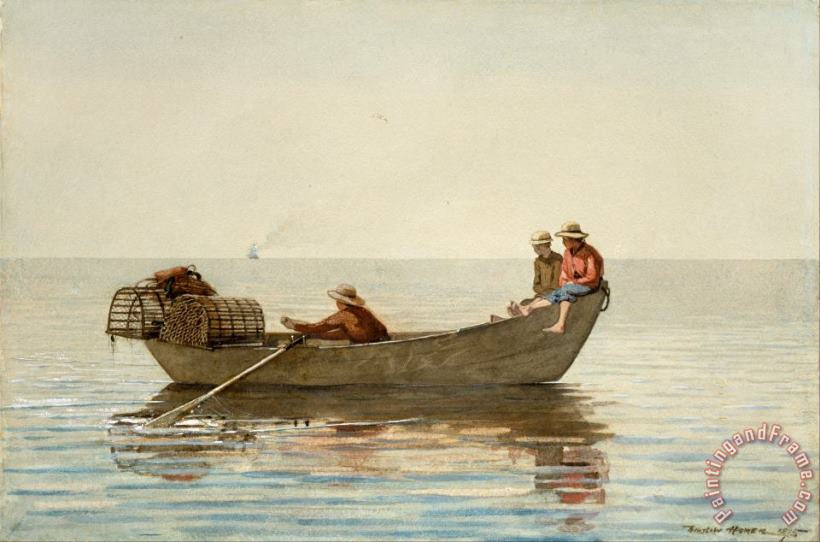 Winslow Homer Three Boys in a Dory with Lobster Pots Art Painting