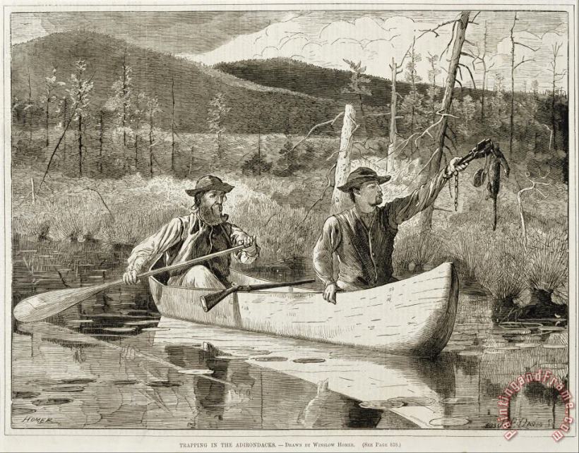 Winslow Homer Trapping in The Adirondacks Art Print