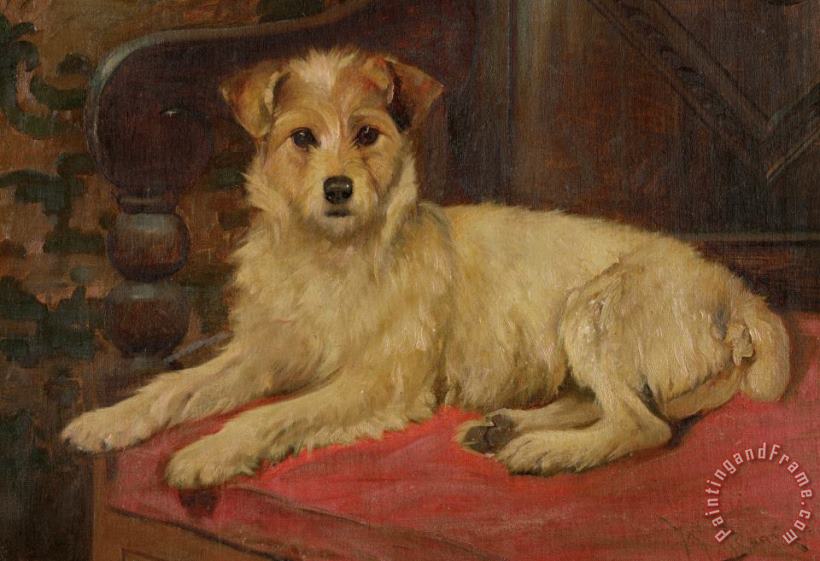 Wright Barker A Terrier on a Settee Art Painting
