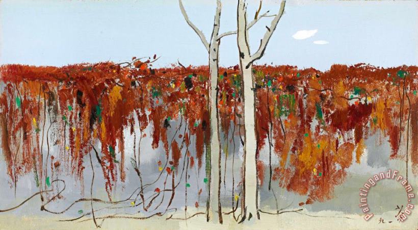 Autumn Onto The Wall, 1991 painting - Wu Guanzhong Autumn Onto The Wall, 1991 Art Print