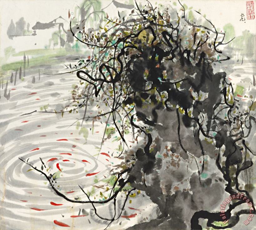 Wu Guanzhong Frolic Fish, 1979 Art Painting