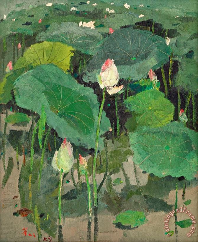 Wu Guanzhong Lotus Flowers Art Print