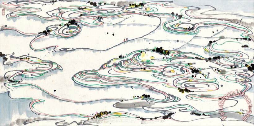 Wu Guanzhong Paddy Fields 水田, 1986 Art Print