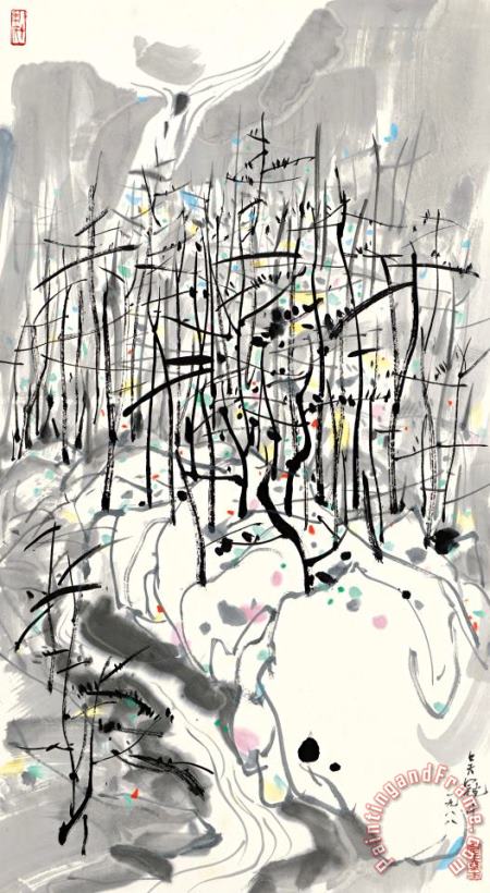 Woods And Stone, 1988 painting - Wu Guanzhong Woods And Stone, 1988 Art Print