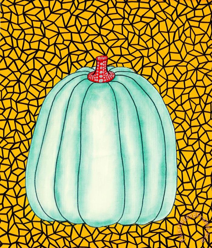 Yayoi Kusama Blue Pumpkin Art Painting
