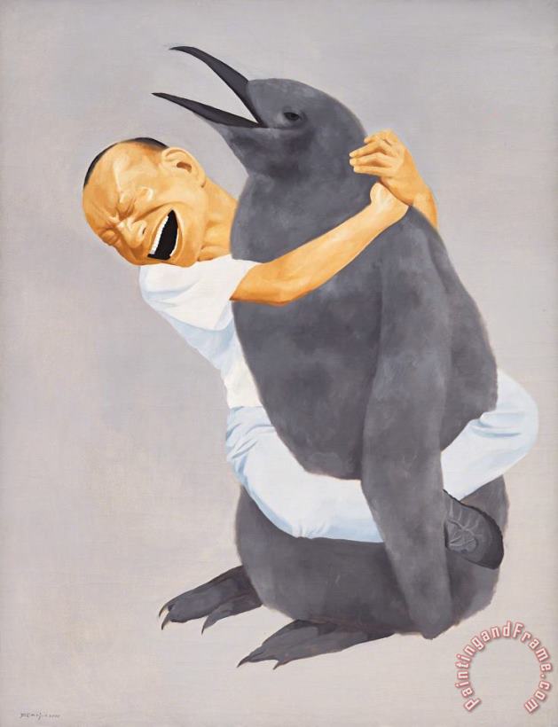 Penguin, 2000 painting - Yue Minjun Penguin, 2000 Art Print