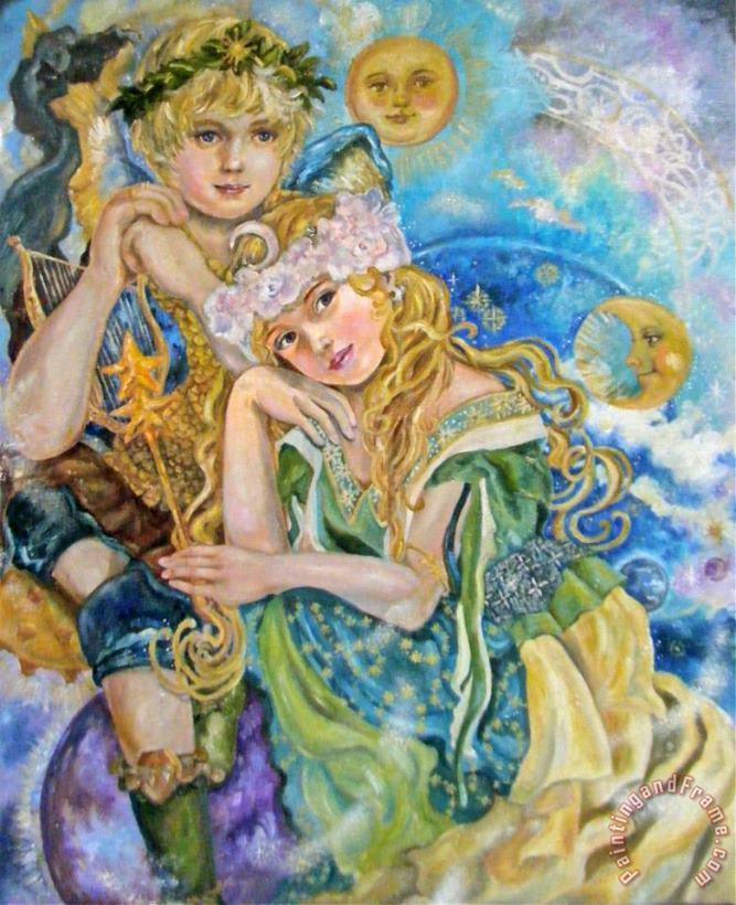An Angel And a Goddess of The Moon painting - Yumi Sugai An Angel And a Goddess of The Moon Art Print