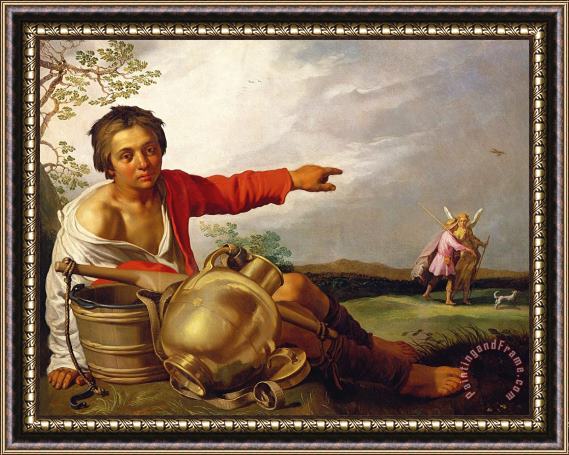 Abraham Bloemaert Shepherd Boy Pointing At Tobias And The Angel Framed Print
