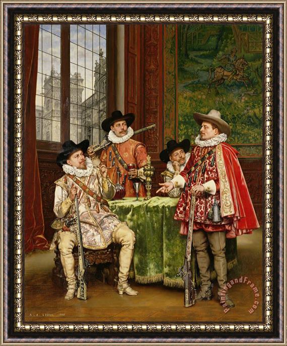 Adolphe Alexandre Lesrel The Musketeer's Tale Framed Print