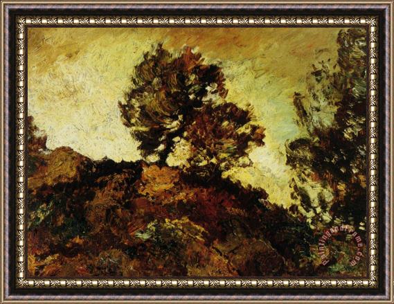Adolphe Monticelli Rocky Landscape Framed Painting
