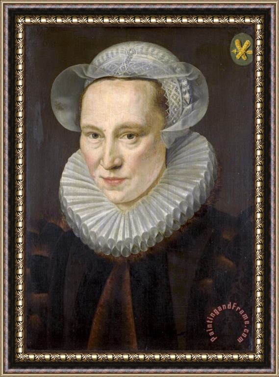 Adriaen Thomasz. Key Portrait of Grietje Pietersdr Codde (died 1607) Framed Painting