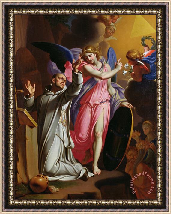 Adrien Sacquespee Saint Bruno at Prayer Framed Painting