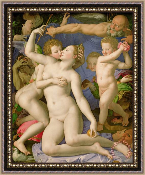 Agnolo Bronzino An Allegory With Venus And Cupid Framed Painting