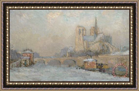 Albert-Charles Lebourg Quai de la Tournelle and Notre-Dame de Paris Framed Painting